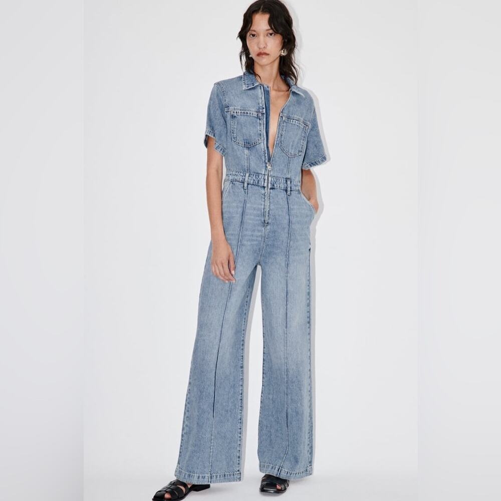 ZARA ZW FULL LENGTH DENIM JUMPSUIT - Picture 4 of 11